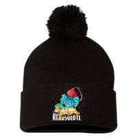 Readsolotl Axolotl Funny Reading Fish Books Lizard  Pom Pom 12in Knit Beanie