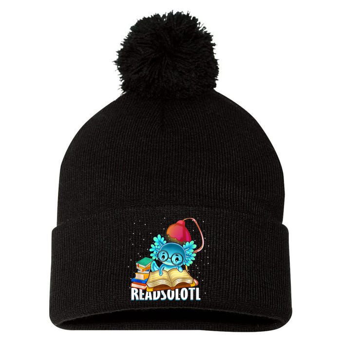 Readsolotl Axolotl Funny Reading Fish Books Lizard  Pom Pom 12in Knit Beanie