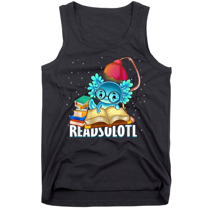 Readsolotl Axolotl Funny Reading Fish Books Lizard  Tank Top
