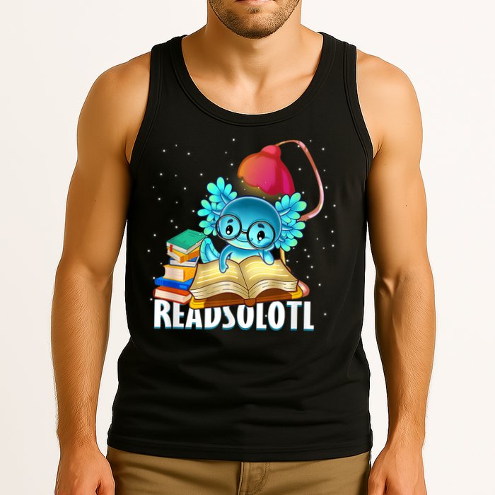 Readsolotl Axolotl Funny Reading Fish Books Lizard  Tank Top