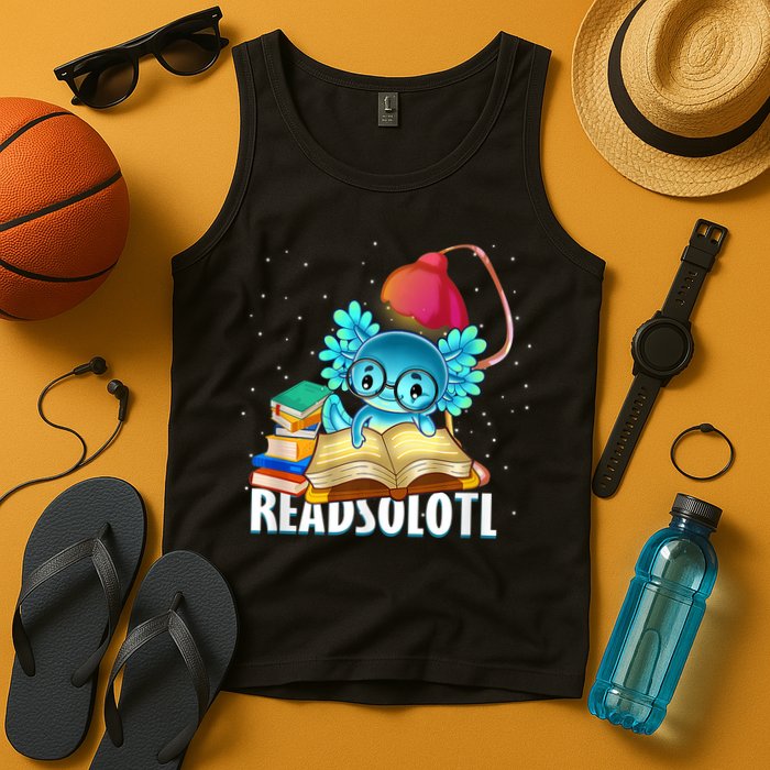Readsolotl Axolotl Funny Reading Fish Books Lizard  Tank Top