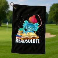 Readsolotl Axolotl Funny Reading Fish Books Lizard  Golf Towel