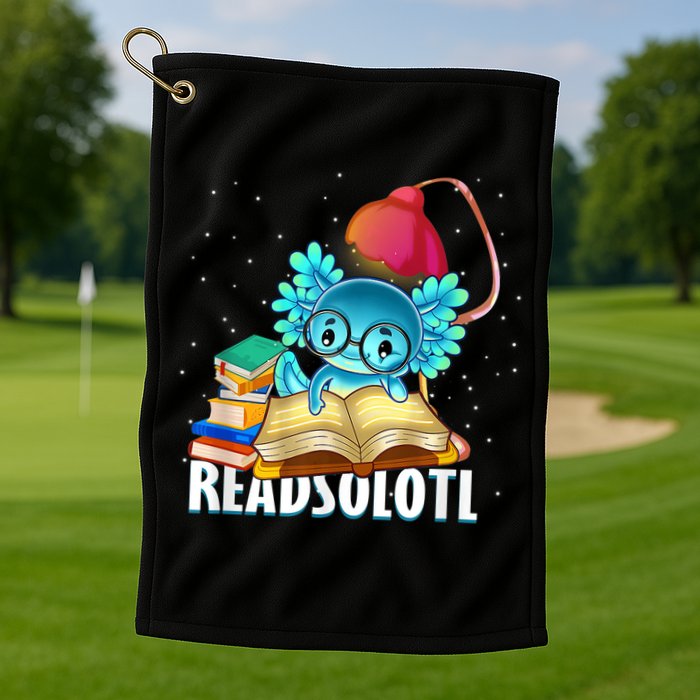 Readsolotl Axolotl Funny Reading Fish Books Lizard  Golf Towel