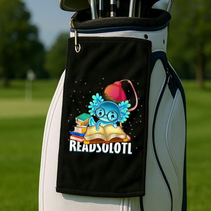 Readsolotl Axolotl Funny Reading Fish Books Lizard  Golf Towel