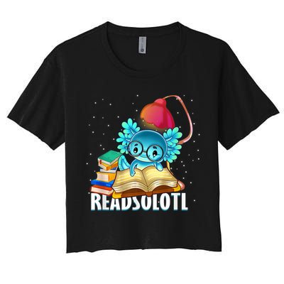Readsolotl Axolotl Funny Reading Fish Books Lizard  Crop Top