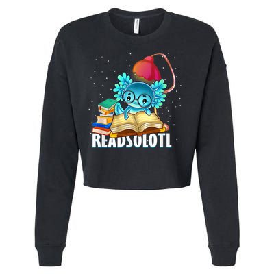 Readsolotl Axolotl Funny Reading Fish Books Lizard  Cropped Pullover Crew