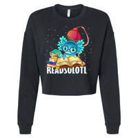 Readsolotl Axolotl Funny Reading Fish Books Lizard  Cropped Pullover Crew