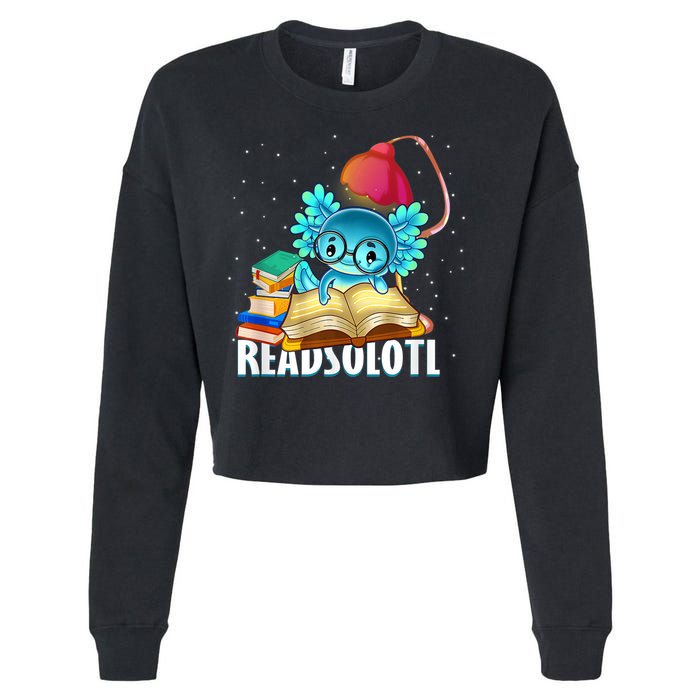 Readsolotl Axolotl Funny Reading Fish Books Lizard  Cropped Pullover Crew