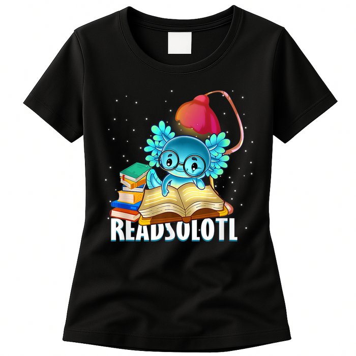Readsolotl Axolotl Funny Reading Fish Books Lizard  Womens T-Shirt