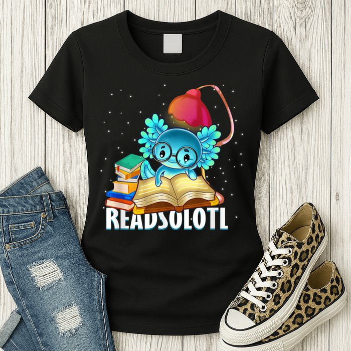 Readsolotl Axolotl Funny Reading Fish Books Lizard  Womens T-Shirt