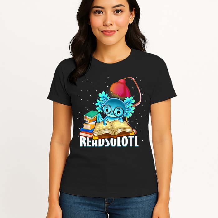 Readsolotl Axolotl Funny Reading Fish Books Lizard  Womens T-Shirt