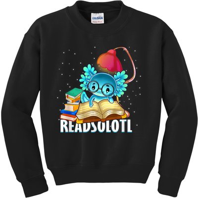 Readsolotl Axolotl Funny Reading Fish Books Lizard  Kids Sweatshirt