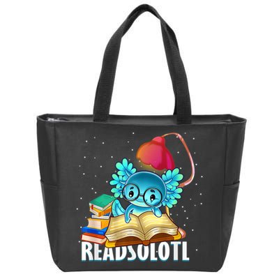 Readsolotl Axolotl Funny Reading Fish Books Lizard  Zip Tote Bag