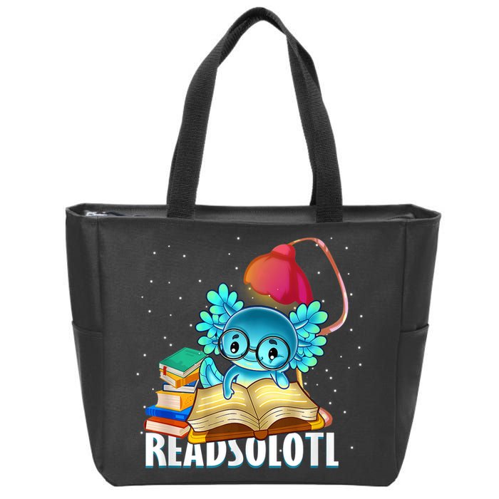 Readsolotl Axolotl Funny Reading Fish Books Lizard  Zip Tote Bag