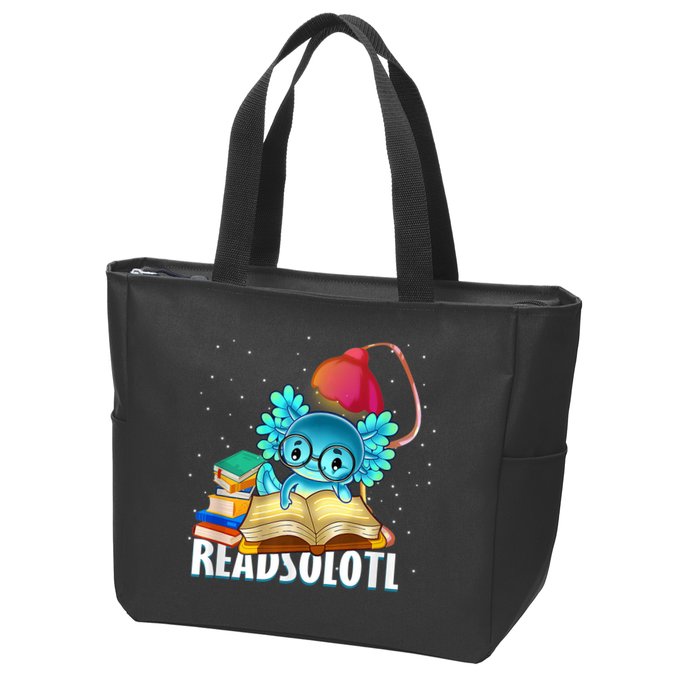 Readsolotl Axolotl Funny Reading Fish Books Lizard  Zip Tote Bag