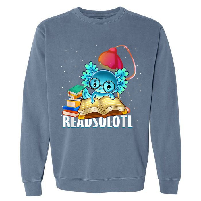 Readsolotl Axolotl Funny Reading Fish Books Lizard  Garment-Dyed Sweatshirt