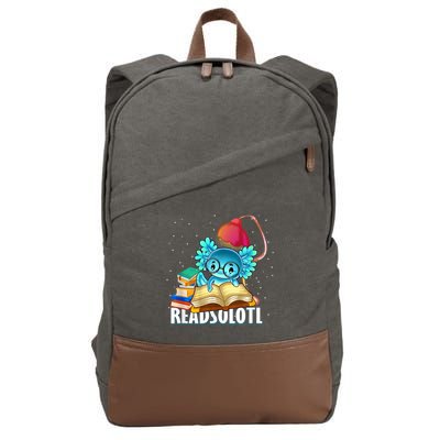 Readsolotl Axolotl Funny Reading Fish Books Lizard  Cotton Canvas Backpack
