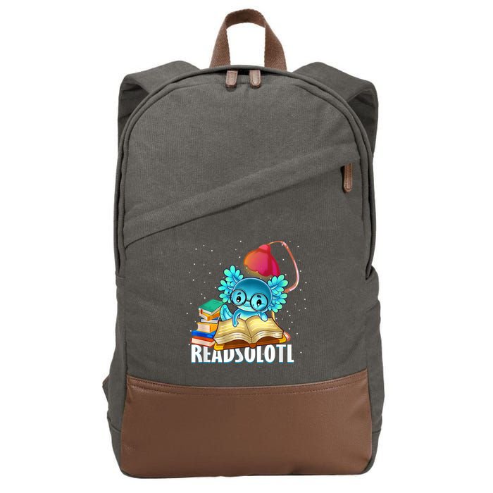 Readsolotl Axolotl Funny Reading Fish Books Lizard  Cotton Canvas Backpack