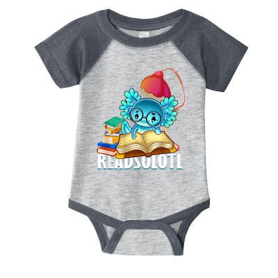 Readsolotl Axolotl Funny Reading Fish Books Lizard  Infant Baby Jersey Bodysuit