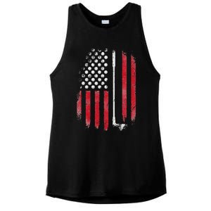 Retro American Flag Golf Gift for Golfer Funny Golf Club Ladies PosiCharge Tri-Blend Wicking Tank