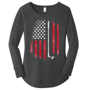 Retro American Flag Golf Gift for Golfer Funny Golf Club Women's Perfect Tri Tunic Long Sleeve Shirt