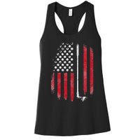 Retro American Flag Golf Gift for Golfer Funny Golf Club Women's Racerback Tank