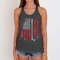 Retro American Flag Golf Gift for Golfer Funny Golf Club Women's Knotted Racerback Tank