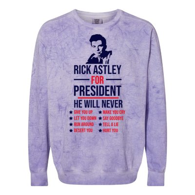 Rick Astley For President Colorblast Crewneck Sweatshirt