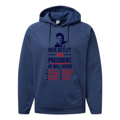 Rick Astley For President Performance Fleece Hoodie