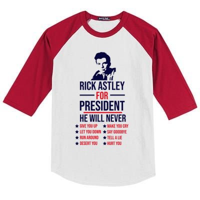 Rick Astley For President Kids Colorblock Raglan Jersey