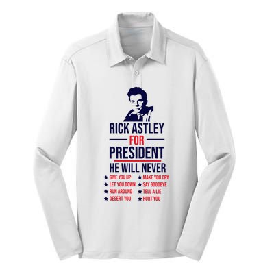 Rick Astley For President Silk Touch Performance Long Sleeve Polo