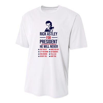 Rick Astley For President Youth Performance Sprint T-Shirt