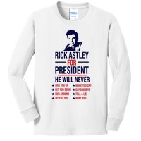 Rick Astley For President Kids Long Sleeve Shirt