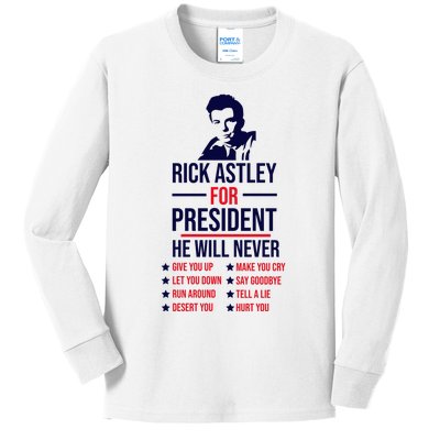 Rick Astley For President Kids Long Sleeve Shirt