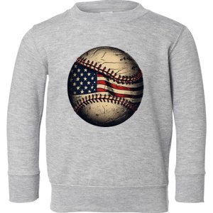 Retro American Flag Baseball Team Baseball Toddler Sweatshirt