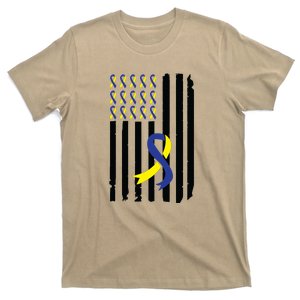 Ribbon American Flag Down Syndrome Awareness Gift T-Shirt