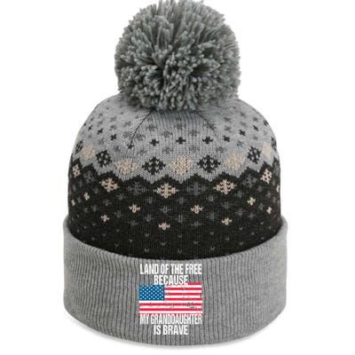 Retro American Flag Land Of The Free Military Granddaughter Gift The Baniff Cuffed Pom Beanie