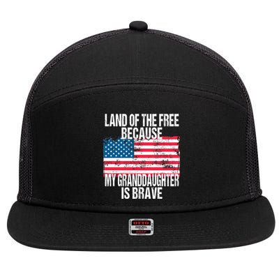 Retro American Flag Land Of The Free Military Granddaughter Gift 7 Panel Mesh Trucker Snapback Hat