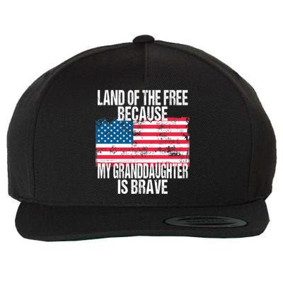 Retro American Flag Land Of The Free Military Granddaughter Gift Wool Snapback Cap