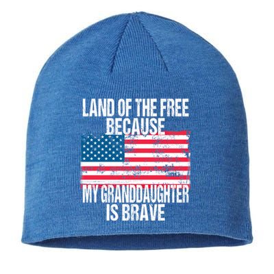 Retro American Flag Land Of The Free Military Granddaughter Gift Sustainable Beanie