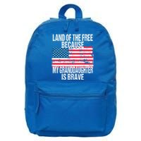 Retro American Flag Land Of The Free Military Granddaughter Gift 16 in Basic Backpack