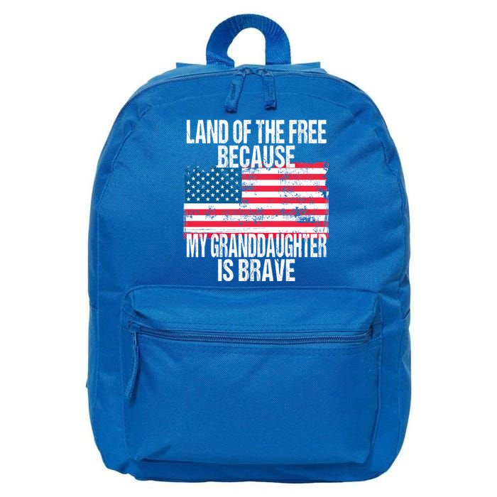 Retro American Flag Land Of The Free Military Granddaughter Gift 16 in Basic Backpack