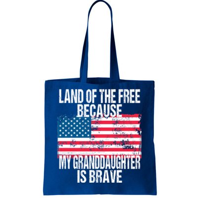 Retro American Flag Land Of The Free Military Granddaughter Gift Tote Bag