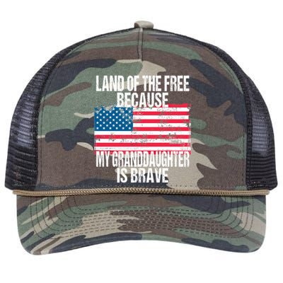 Retro American Flag Land Of The Free Military Granddaughter Gift Retro Rope Trucker Hat Cap