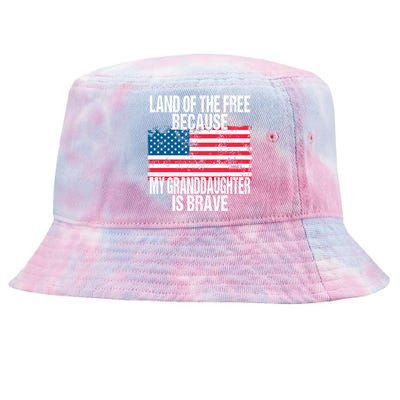 Retro American Flag Land Of The Free Military Granddaughter Gift Tie-Dyed Bucket Hat