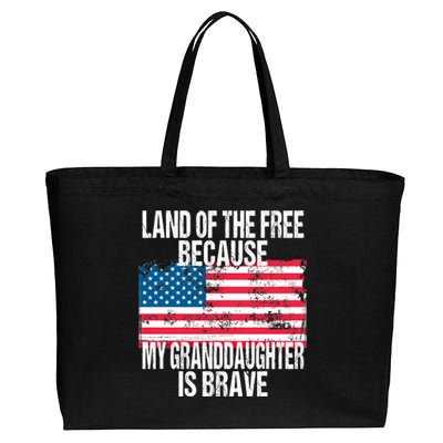 Retro American Flag Land Of The Free Military Granddaughter Gift Cotton Canvas Jumbo Tote