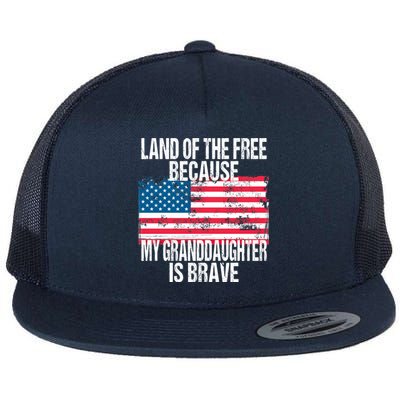 Retro American Flag Land Of The Free Military Granddaughter Gift Flat Bill Trucker Hat