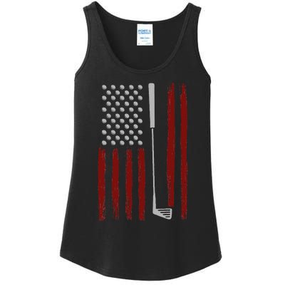 Retro American Flag Golf Gift For Golfer Ladies Essential Tank