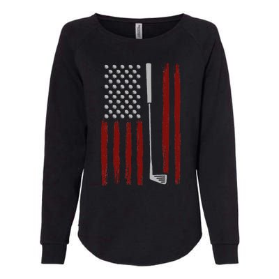 Retro American Flag Golf Gift For Golfer Womens California Wash Sweatshirt