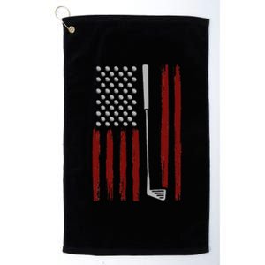 Retro American Flag Golf Gift For Golfer Platinum Collection Golf Towel